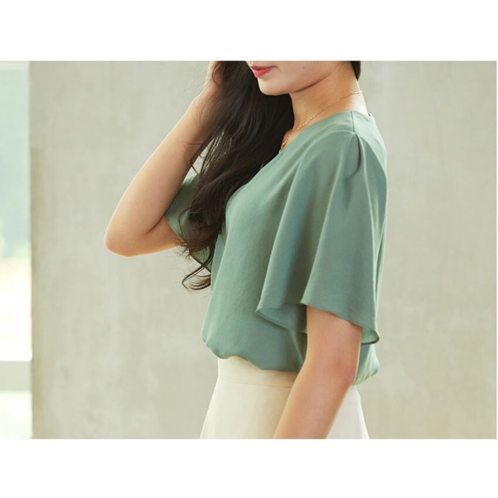 Express Teal V Neck Blouse